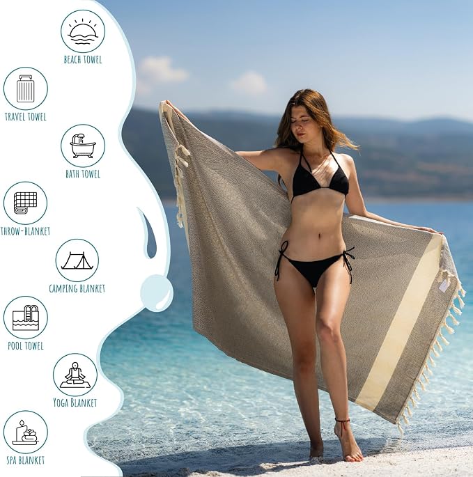 Turkish Beach Towel Oversized Clearance XL 40x71- Sand Free - Image 3