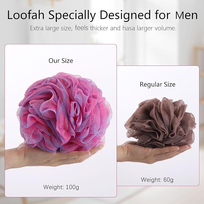 BTYMS XXL Large Loofah Bath Sponge 100g/pc, Exfoliating Mesh Pouf Bath - Image 2