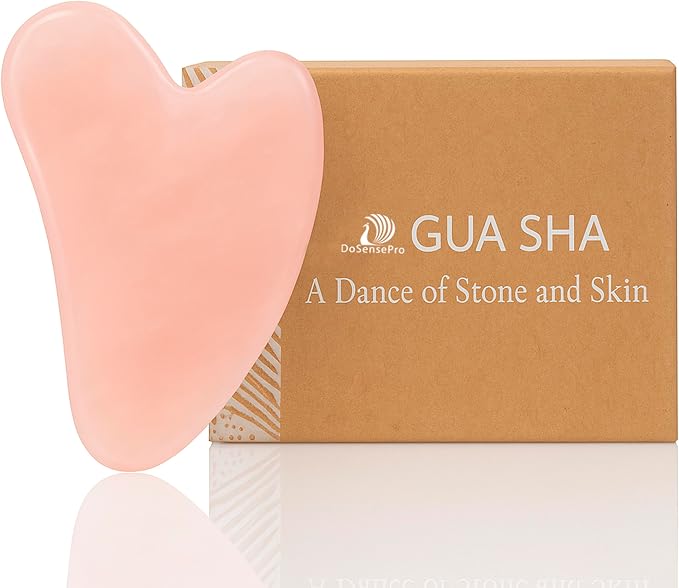 Rose Quartz Gua Sha Facial Tool Heart-Shaped Crystal by DoSensePro