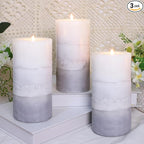 Set of 3 Scented Candles 3" x 6" Creamy Coconut Scented Hand Poured Grey White by FLAVCHARM