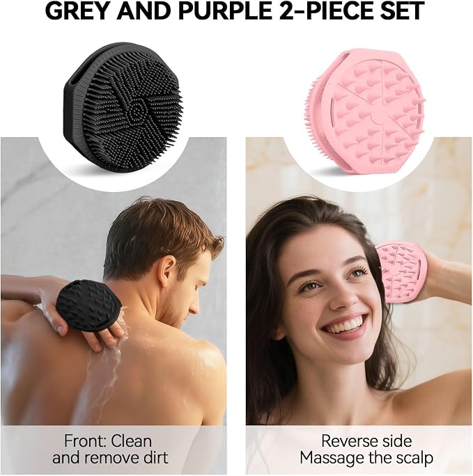 2-Pack Soft Silicone Dual-Sided Body Scrubber & Loofah | Gentle Exfoliating - Image 2