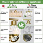 4-Light Bathroom Light Fixtures, Brushed Gold Modern Vanity Lights Over Mirror - Image 2
