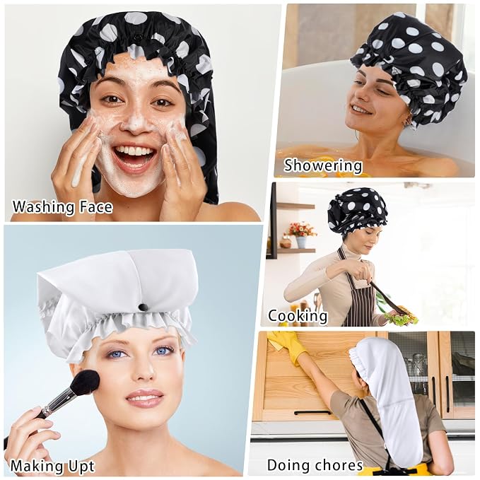 2 Pcs Large Shower Cap for Braids, Extra Long Shower Cap for Women Long Hair & - Image 7