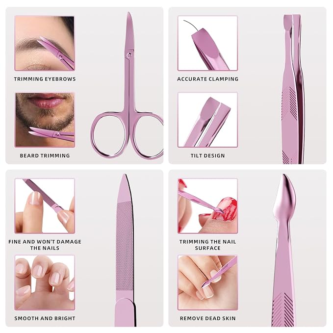 ZIZZON Professional Nail Care Kit, 12-Piece Manicure & Pedicure Grooming Set - Image 4