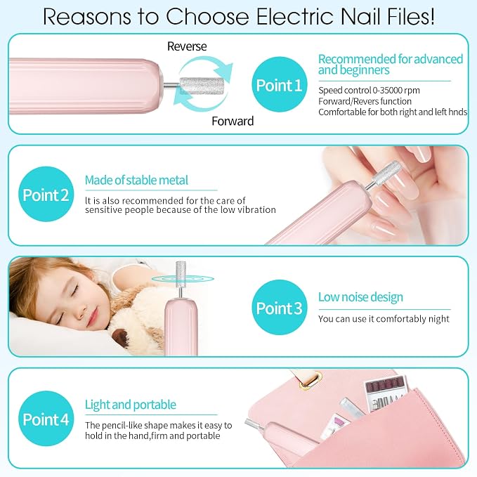 Electric Nail Drill, Professional Manicure Pedicure Kit, Cordless Electric Nail - Image 9