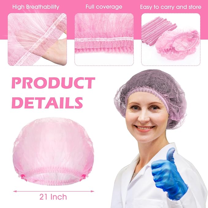 Yahenda 2000 Pcs Disposable Hair Nets Bulk 21 Inch Non Woven Bouffant Caps - Image 2