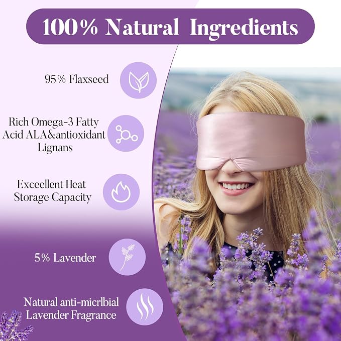 Lavender Heated Eye Mask, Weighted Sleep Mask - Image 5