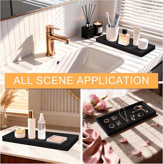 2PCS Bathroom Vanity Tray, 11.8 x 5 Inch Silicone Bathroom Counter Organizer - Image 6