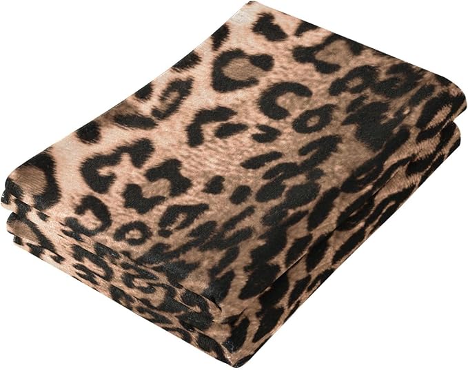 Brown Black Leopard Print Hand Towels - Image 7