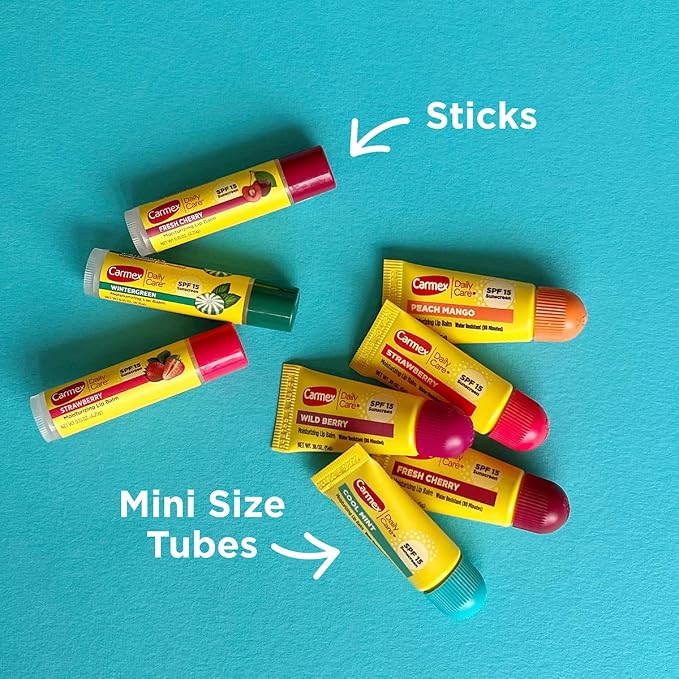 Carmex Daily Care and Daily Care Minis Moisturizing Lip Balm Pack, SPF 15 - Image 5