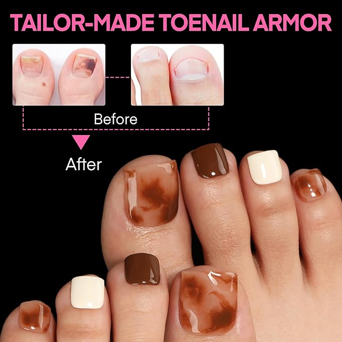 UNA GELLA Square Toe Nail Tips 216Pcs 15Sizes Full Cover Long Wider Toe Nail - Image 8