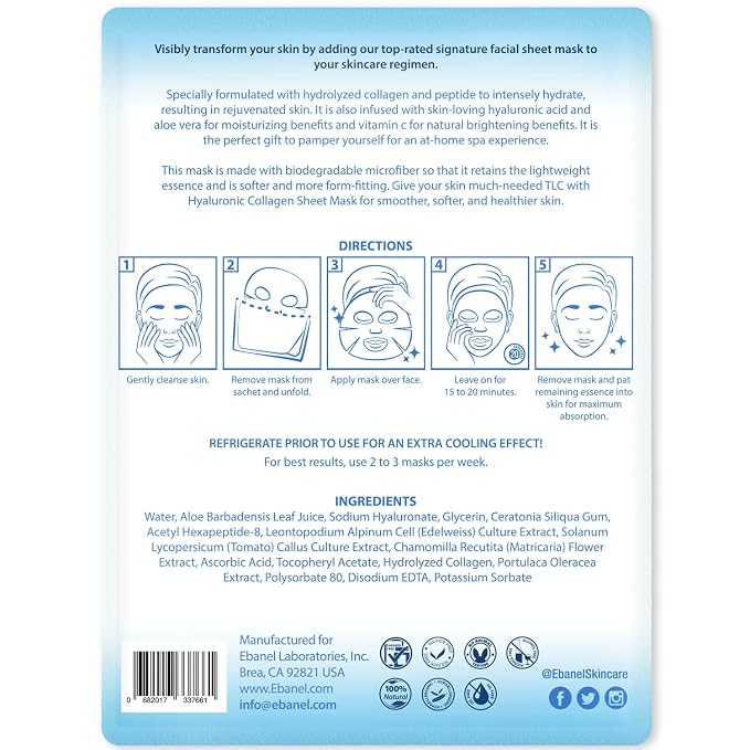 Ebanel 10 Pack Collagen Face Mask - Image 8