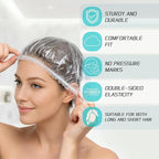 100 Pcs Disposable Shower Caps for Women & Men, Plastic Shower Cap Waterproof & - Image 3