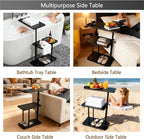 3 Layer Bathtub Tray Table, Bamboo Swivel Bathtub Side Table Height Adjustable - Image 7