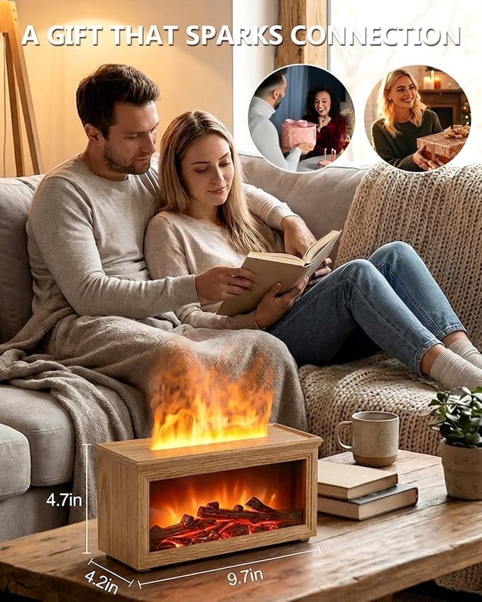 Essential Oil Diffuser, 7-Color Fireplace Fire Flame Aromatherapy Humidifier - Image 7