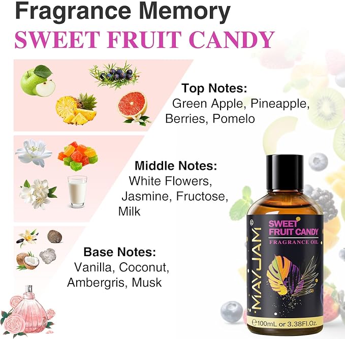 Sweet Fruit Candy Fragrance Oil Essential Oil, MAYJAM 3.38FL.OZ Sweet Fruit - Image 4