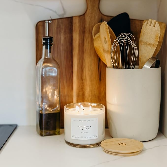 Calyan Wax Co. Vetiver & Tonka 3 Wick Scented Candle - Image 5