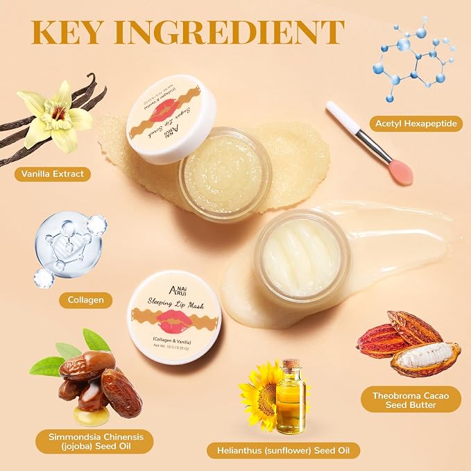ANAI RUI Lip Mask and Scrub Set, Lip Sleeping Mask & Lip Exfoliator Scrub - Image 4