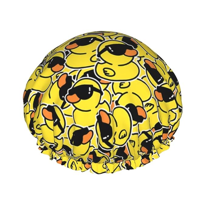 Cute Ducks Shower Cap For Women Reusable Waterproof Double Layers Bath Cap Hair by YUZEKABZ