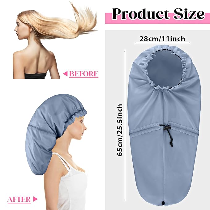 2 Pcs Large Shower Cap for Braids, Extra Long Shower Cap for Women Long Hair & - Image 2