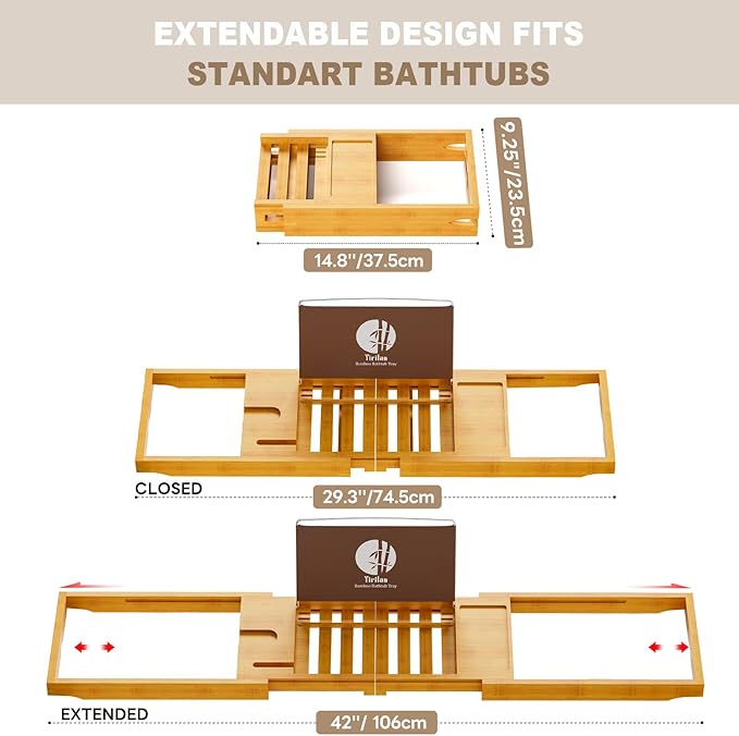 Yirilan Bathtub Trays for Tub, Bath Tray, Foldable Bathtub Caddy - Image 2