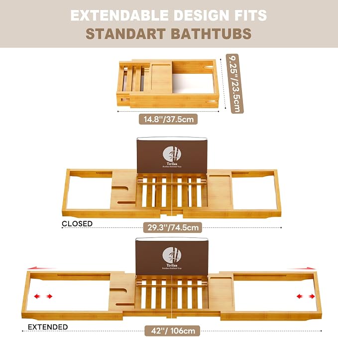 Yirilan Bathtub Trays for Tub, Bath Tray, Foldable Bathtub Caddy, Bathtub Caddy - Image 3