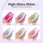 Modelones Cat Eye Gel Nail Polish, 6 Colors Glitter Summer Pink Blue Green Blue - Image 2