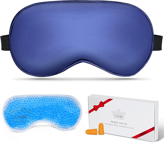 Cooling Sleep Mask w/Gel Eye Mask, Silk Eye Mask by Cavoilu