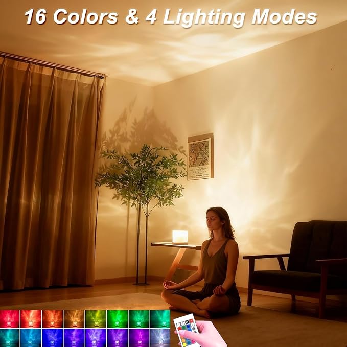Ocean Wave Projector Light, 16-Color Changing Luminorthe Cube Lamp - Image 2