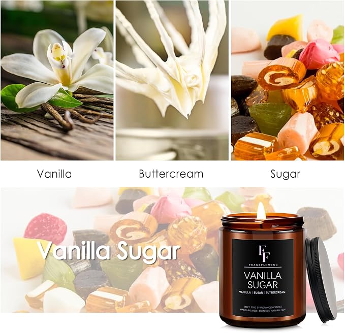 Vanilla Sugar Scented Candles for Home, Soy Wax Candle Aromatherapy Candles - Image 2