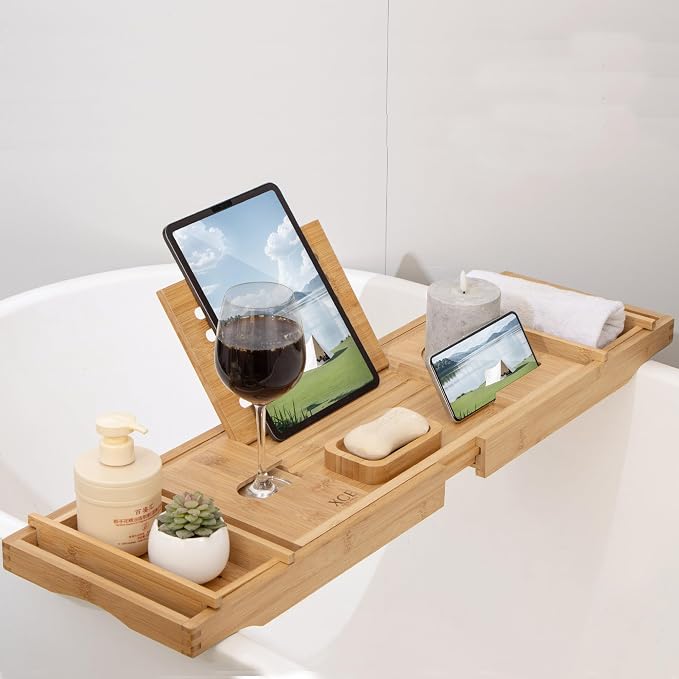XcE Bamboo Bathtub Caddy Tray - Image 7