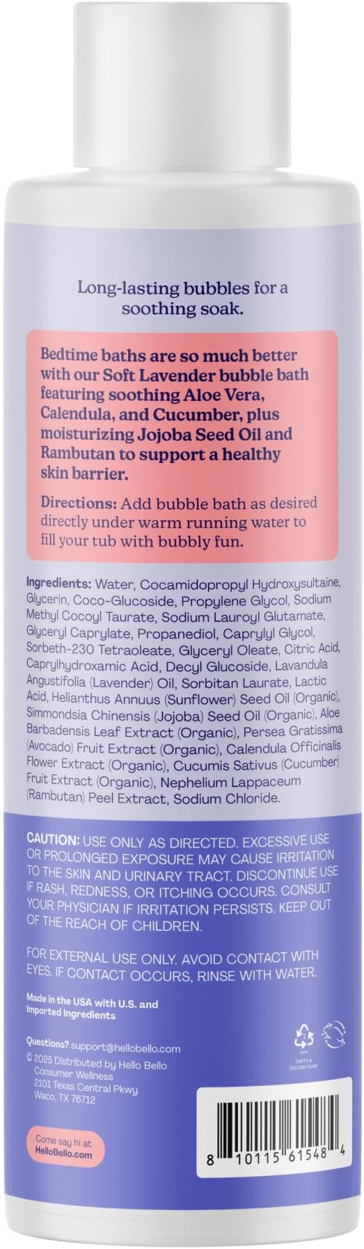 Hello Bello Baby Premium Bubble Bath, Gentle Soft Lavender Scent, - Image 2