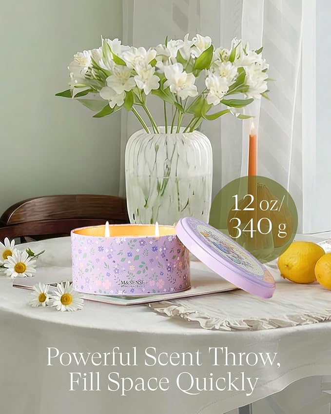 M&SENSE Dual-Wicks Lilac Scented Candles 12oz, 2 Wick Spring Soy Candle - Image 5
