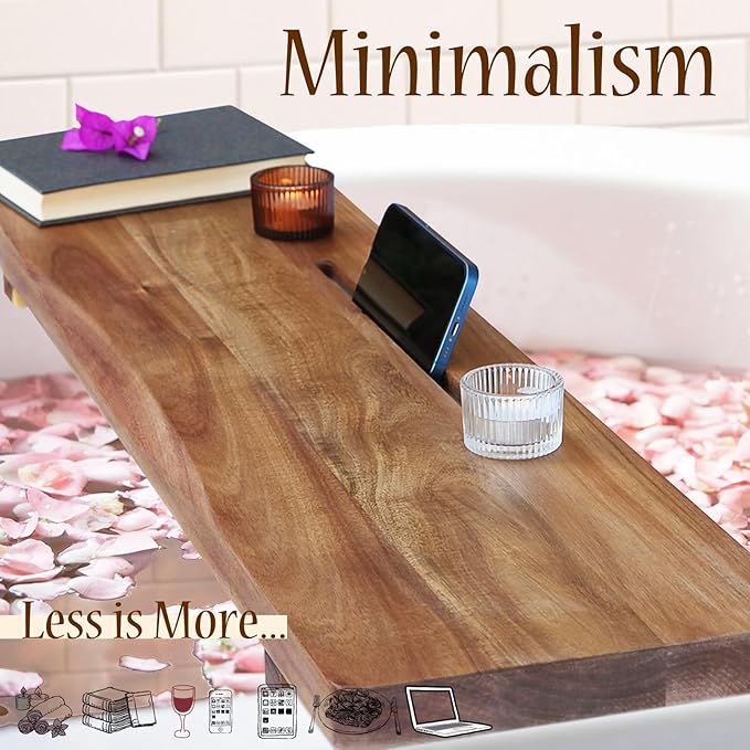 Premium Acacia Wood Bathtub Tray Caddy - Image 3