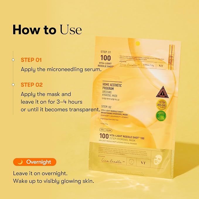 VT COSMETICS Vita-Light Reedle Shot 100 2-Step Hydrogel Mask, Intensive Glowing - Image 6