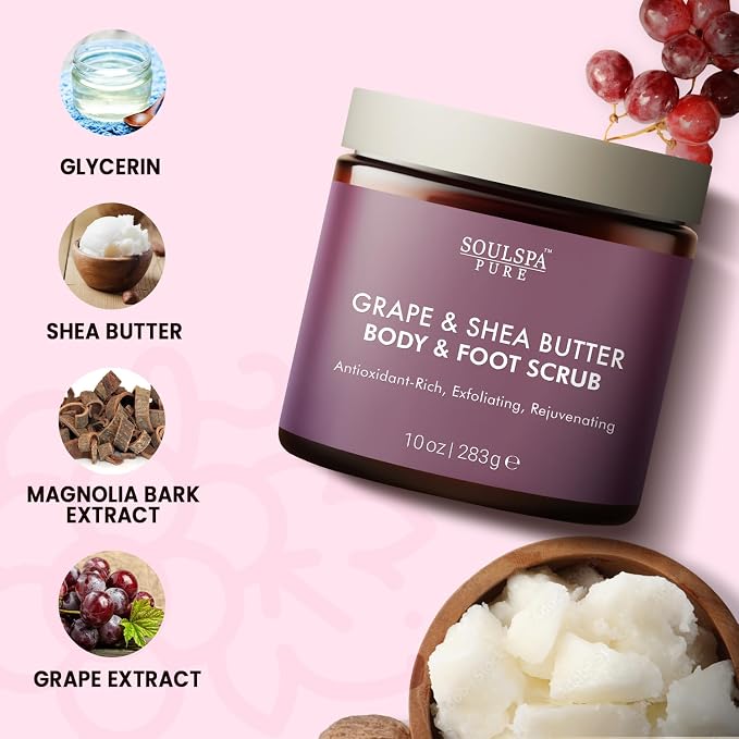 SOULSPA PURE Grape & Shea Butter Body & Foot Scrub - Image 2