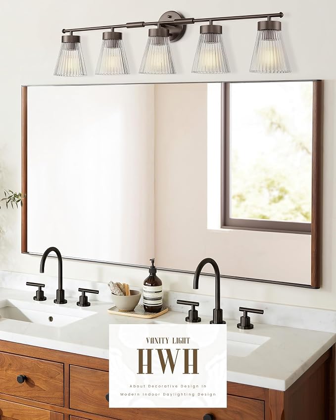 5-Light Bathroom Vanity Light, HWH Farmhouse Vanity Lights - Image 7