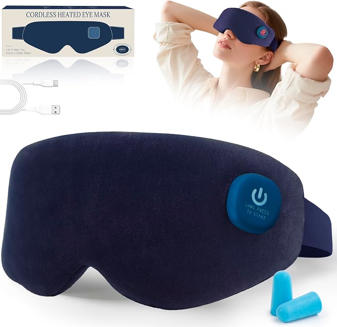 Heated Eye Mask, Cordless Warm Eye Compress by AMWVZ