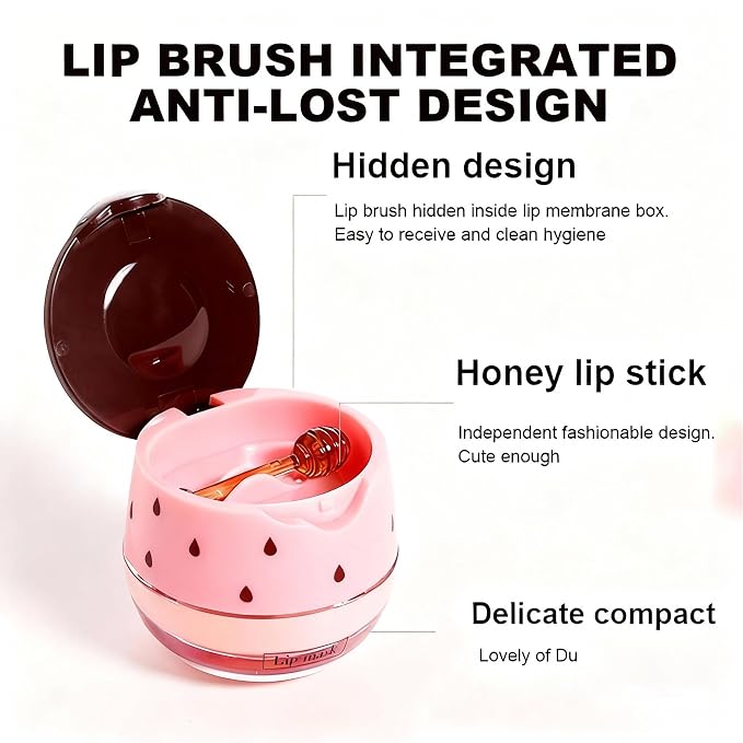 2 PCS Honey Lip Mask, Strawberry & Watermelon & Apple Lime Lip Sleeping Mask - Image 3