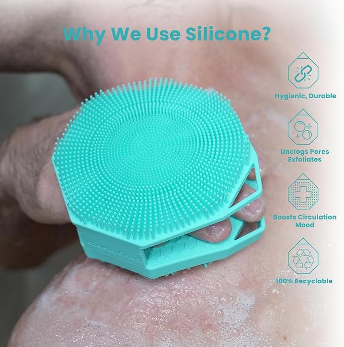 iTokGoK® Premium Silver-Infused 2-in-1 Silicone Body Scrubber, Double-Sided - Image 3