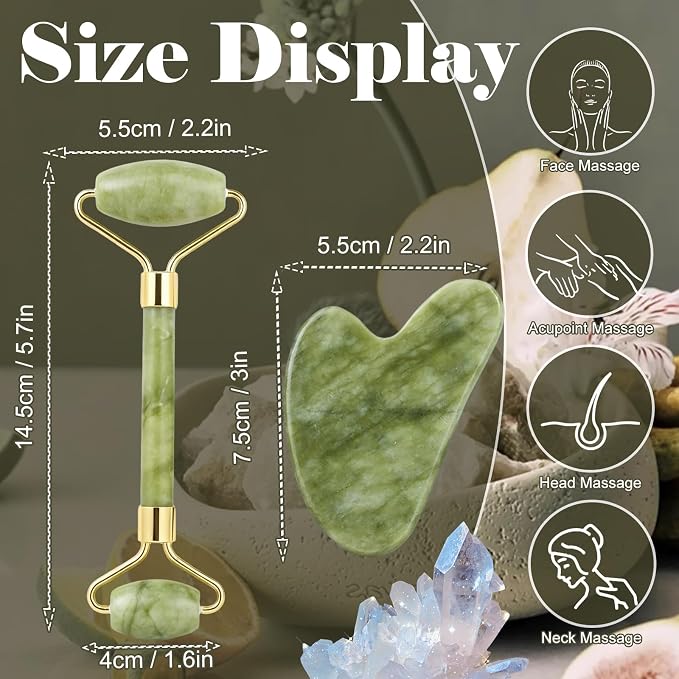 Jade roller and gua sha, facial roller, women's skincare tool, self-care gift - Image 4