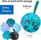 10 Pcs Shower Loofahs, Bath Shower Loofah Sponge, Exfoliating Shower Pouf Balls - Image 2