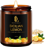 Sicilian Lemon Candles, 7oz Sicilian Lemon Scented Candle, Natural Soy Candles by DLDREAMYDEWLA