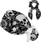 Scrub Cap with Hair Scrunchy, Ponytail Holder Surgical Cap by FVQL