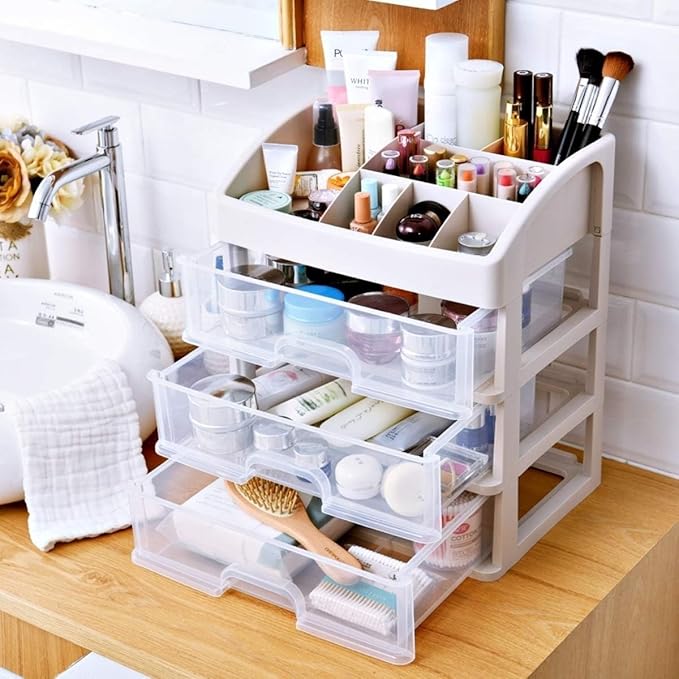 Simbuy Makeup Organizer with 3 Drawers, Bathroom Vanity Countertop Storage - Image 2