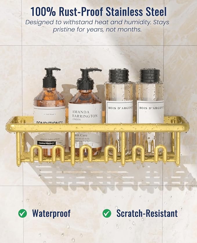 8 Pack Adhesive Rustproof Shower Shelves - Image 2