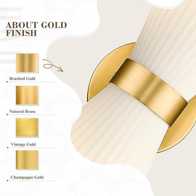 Gold Sconce Wall Lighting, HWH Single Wall Vanity Light Fixture Brushed Gold - Image 3