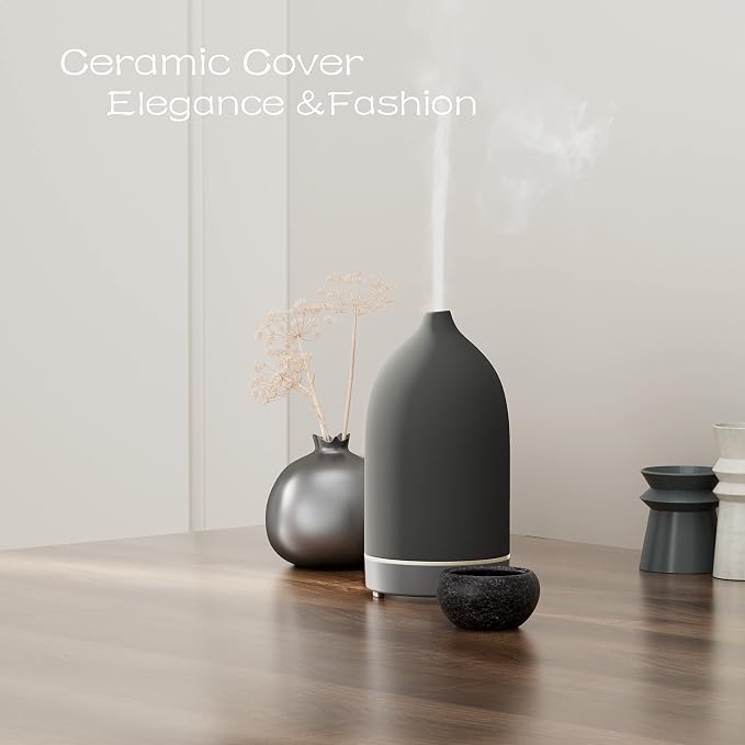 Aromatherapy Essential Oil Diffuser, 9 Colors Mood Light, 4 Timer Stone - Image 2
