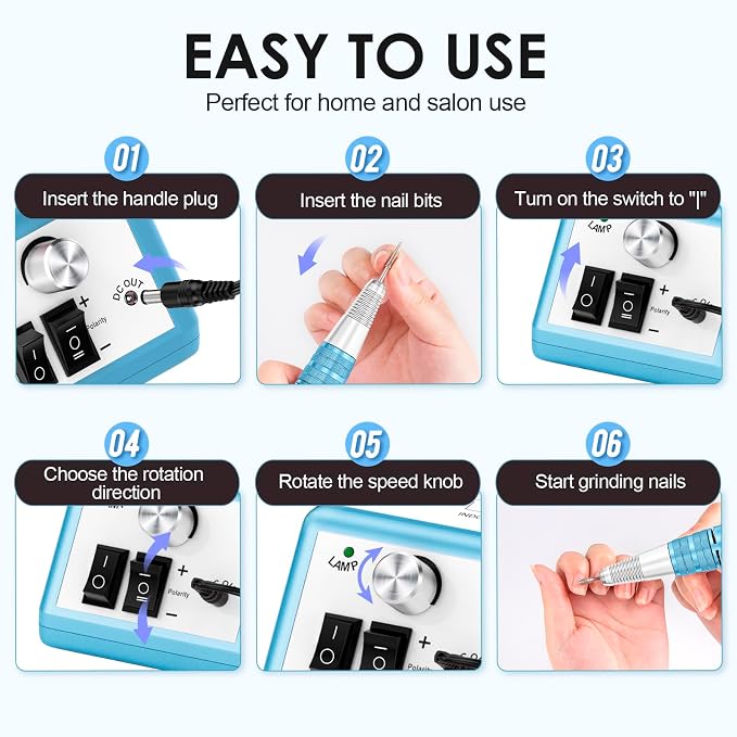 Subay 30000RPM Nail Drill Professional Electric File Acrylic Nails Kit - Image 6