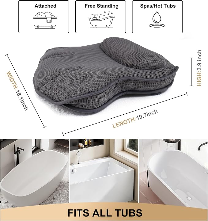Extra Thick Bath Pillows for Tub-Luxury Bathtub Pillow for Head Neck and Back - Image 5